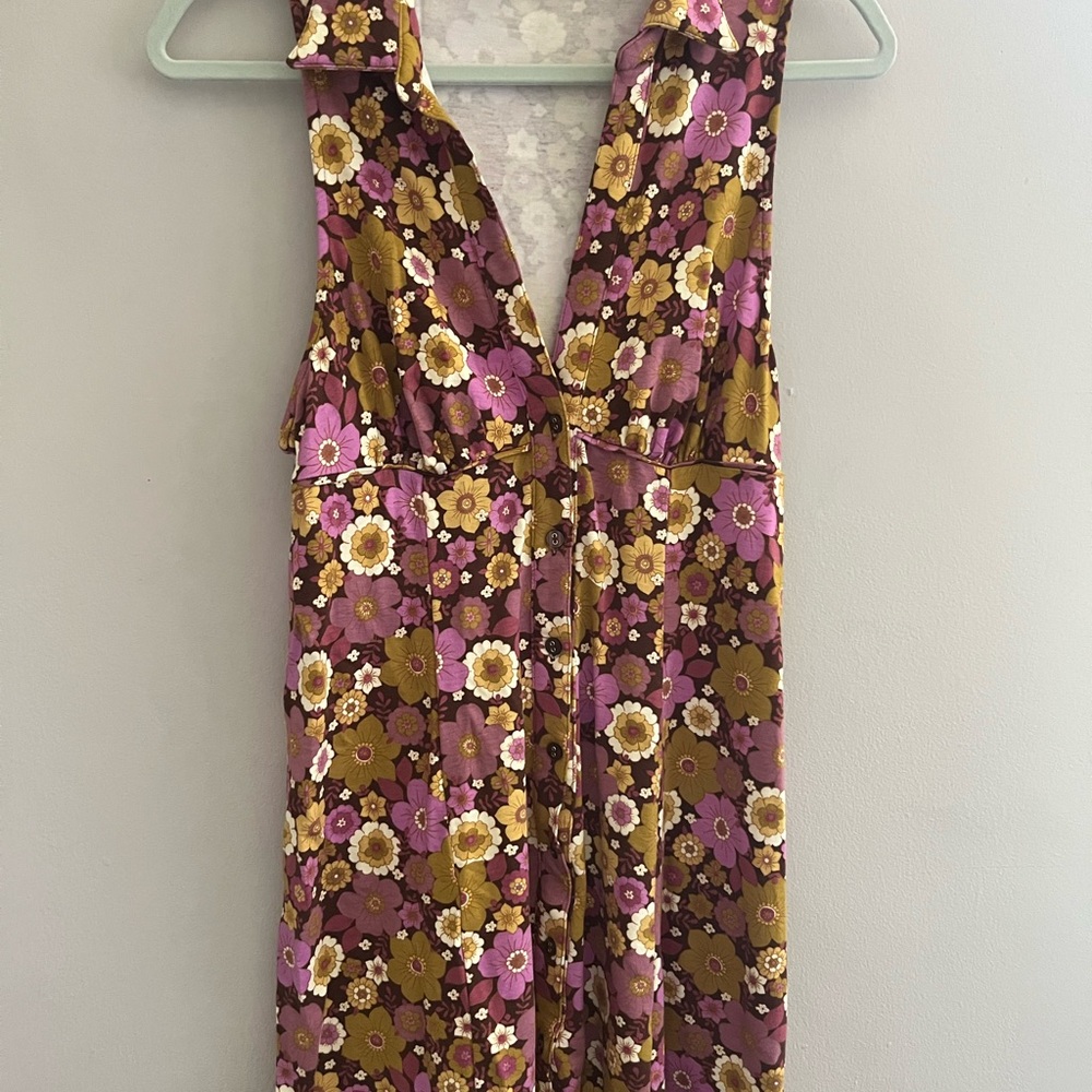Urban Outfitters Floral Sleeveless- Pink and Brown Mini Dress